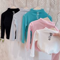 s Clothing bottoming shirts half high collar solid letters internet celebrity T shirt tops