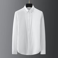 Unbeatable Quality Spring Classic Collar Metal Diamond Handmade Willow Nail Long Sleeved Shirt