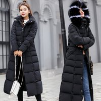2025 Winter Parkas Jacket Warm Fashion Comfortable Bow Belt Fox Fur Collar Clothes Long Dress Office Casual Thick Coat