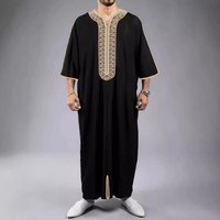 Clothing mid sleeve embroidered Muslim robe