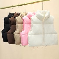 Quilted Puffer Vest Lightweight Stand Collar Gilet Zipper Oversized Short Sleeveless Jacket Fall Winter Casual & Office Wear
