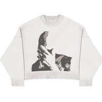 Clothing Oversized Face Print Sweater – Loose Knit Pullover 