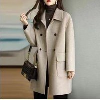 Spot Autumn Winter Woolen Thickened Mid length Coat Woolen Age reducing Korean Style Warm Loose Small Coat