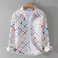 Men's Spring Fashionable Loose-Fit Long-Sleeve Jacket With Turn-Down Collar And Distressed Details, Unique Couple's