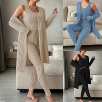 " Ribbed Three Piece Suit Set – Casual Jacket Vest & Trousers "