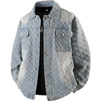 Men's Clothing Retro Jacquard Trendy Fashion Jacket Denim Jacket