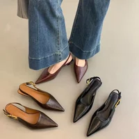 Summer Pointed Toe Sandals Fashion Singbacks Mules Shoes Elegant Low Heel Stripper Party Sandalias