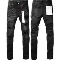 Brand American Street Paint Hole Black 9045 2024 New Fashion Trend High quality Jeans
