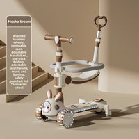 New Plastic Children's Scooter 1-7 Years Old Boys And Girls Music Scooter Can Sit On A Push Folding Scooter