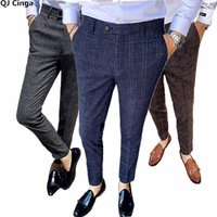 Clothing Plaid Slim Fit Trousers Fashion Casual Trend Business Trousers