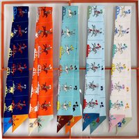 Summer Plaid Horse Versatile Decorative Twill Silk Ribbon Wrapped Bag Small Neck Scarf