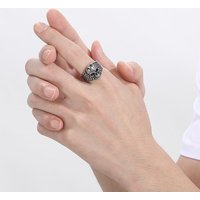 Men's Jewelry Personalized Retro Trendy Men's Ghost Head Ring Punk Style Skull Texture Stainless Steel