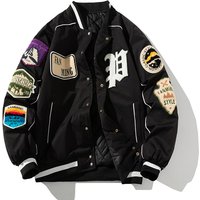 Chaqueta bordada de estilo callejero para hombre, con capucha, para otoño e invierno, para parejas, uniforme de béisbol, abrigo grueso de algodón