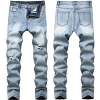 Men's Jeans Original Design Elastic Slim Fit Hole Pants