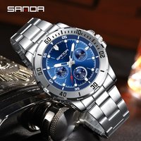 SANDA New Luxury Men’s Watch Large Dial Multi Functional Waterproof Night Light Calendar Men’s Quartz Watch