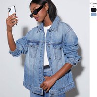 Clothing Washed Denim Jacket Casual Loose Long Sleeve Jacket Tops
