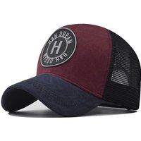 New H-embroidered Washed And Used Duckbill Classic Breathable Mesh Cap, Outdoor Baseball Cap