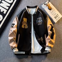 Retro Embroidered Baseball Jacket Vintage Patchwork Design Autumn Casual Outerwear