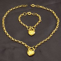 Heart Belcher Padlock Pendant Necklace & Bracelet