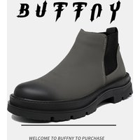 Retro Tooling Boots Thick soled Heightened Lazy Foot covering Martin Boots Genuine Leather Chelsea Short Boots