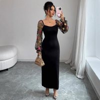 Women’s Floral Embroidery Dress – Heart Collar Elegant Slim Fit Dress (Breathable Linen, Vintage Style, Spring Summer Formal & Casual Wear)