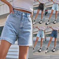 30760#European And American Trendy Loose Casual High-waisted Slimming Women's Denim Shorts