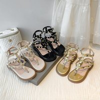 Summer Children's Sandals New Style American Fashion Patent Leather Metal Stud Versatile Roman Sandals For Kids