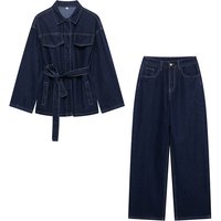  Denim Jacket & Straight Jeans Set – Relaxed Euro American Casual Outfit 