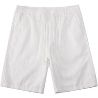 Men's Clothing Summer Thin White Cotton And Linen Shorts Solid Color Loose Breathable Elastic Waist Straight Linen Casual Shorts