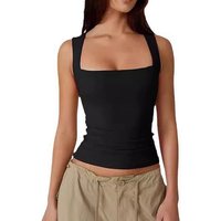 2025 New European And American Style Cross-Border Women's Slim-Fit Solid Color Tank Top With Square