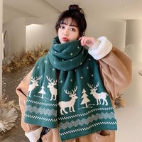 Christmas Scarf Extra Long & Warm Knitted Scarf Festive Snowflakes Bells & Santa Claus Soft Faux Fur Winter Scarf