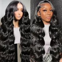 26 32 Inches Body Wave HD Transparent Lace Front Human Hair Wigs Brazilian Remy Water Wave Lace Frontal Wig