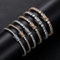 4mm Tennis Hip-Hop Jewelry Copper Micro-Paved Single Row Zircon Bracelet