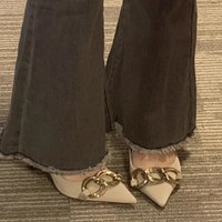 Thin Heeled 2024 Spring Autumn Pointed Single Shallow Mouth Versatile Shoes Chain Sexy High Heels