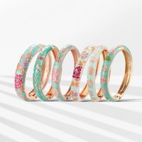 Ethnic Style Green Series Flower Bracelet Chinese Style Peony Bracelet Enamel Oil Drip Lotus Bracelet Female