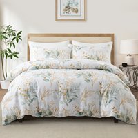 Soft Fiber Edged Floral Quilt Cover Plant Garden Three Piece Bedding Set