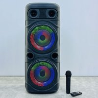 New High-power Bluetooth Speaker, Wireless Outdoor Square Dance Dual 8-inch RGB Running Lamp Microphone, Karaoke Sound
