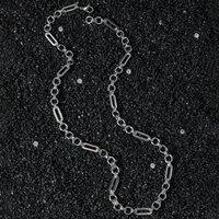 Jewelry Hip Hop Geometric Stainless Steel Cuban Link Chain Necklace Irregular Block Design Urban Streetwear Accessory