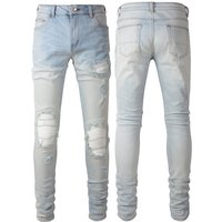 Slim Fit High Street Ripped Patch Jeans Stretch Pants