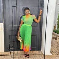 Women's Clothing rainbow print short sleeved loose skirt women's two piece suit