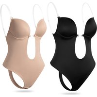 deep V-neck invisible backless body-shaping jumpsuit thong transparent shoulder straps push-up bra body-shaping jumpsuit