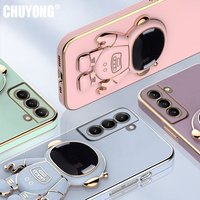 Luxury Plating Holder Case Samsung Galaxy S22 Ultra S21 S20 FE S10 Plus Note 20 10 A32 A52 A52S A72 Cases Astronaut