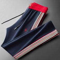 Clothing Light Luxury Spring Autumn Trendy Brand Sports Pants Striped Drawstring Sweatpants Embroidered Bee Straight Casual Pants