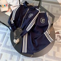 Clothing Versatile sports casual suit autumn winter short style hooded zipper top jacket sweatshirt two piece suit