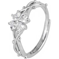 S999 Sterling Silver Thorn Four Leaf Clover Ring Female Fashion Personality Adjustable Ring Retro Forest Index Finger Ring