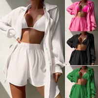 Women's Clothing Shirt Style Suits Beach Jackets Holiday Sun Protection Clothing Loose Sun Protection Clothing Swimsuits Bikini Cover Ups