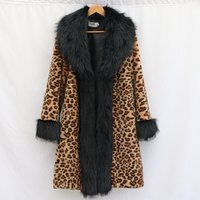 Clothing Leopard Fur Coat Long Mink Coat Fox Fur Large Fur Collar Winter Warm Windbreaker Loose Large