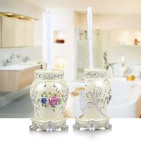 European Resin Cleaning Bathroom Toilet Set Long Handle Round Head Soft Brush Base Household Accessories