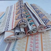 Home Textile Moroccan Corrugated Polyester Cotton Handmade Tassel Woven Carpet Plain Simple Spring Summer Outdoor Picnic Camping Blanket
