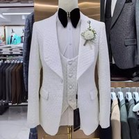 CT Men's Jacquard Suit For Wedding Casual Host 3-Piece Set 3 Pics